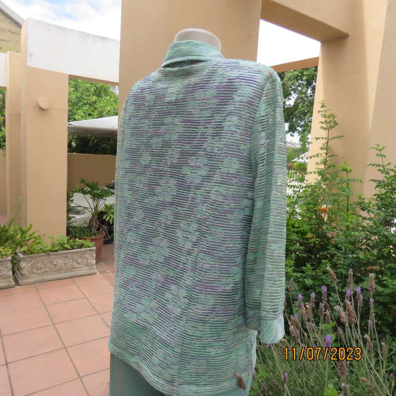 Amazing Agora fashion see-through jacket with embossed light turquois/ lilac pattern.Size 36/12.New
