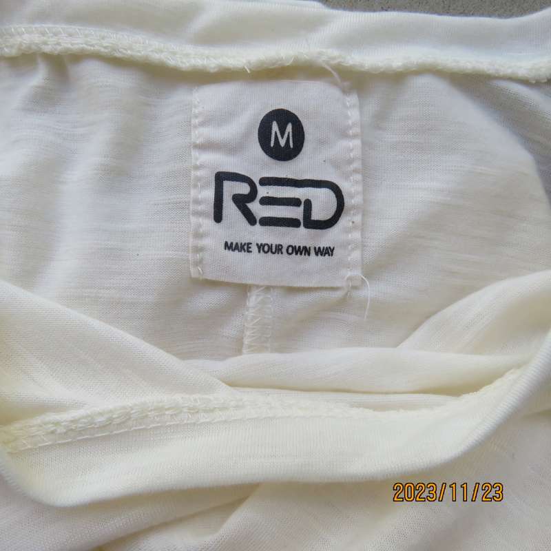 Sweet casual cream slip over polyester stretch top with tiny cut on sleeves/lace.By RED size 36. New