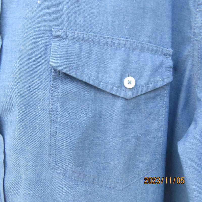 Handsome modern Men`s light denim long sleeve 100% cotton shirt by WOOLWORTHS. Size XXL. As new.