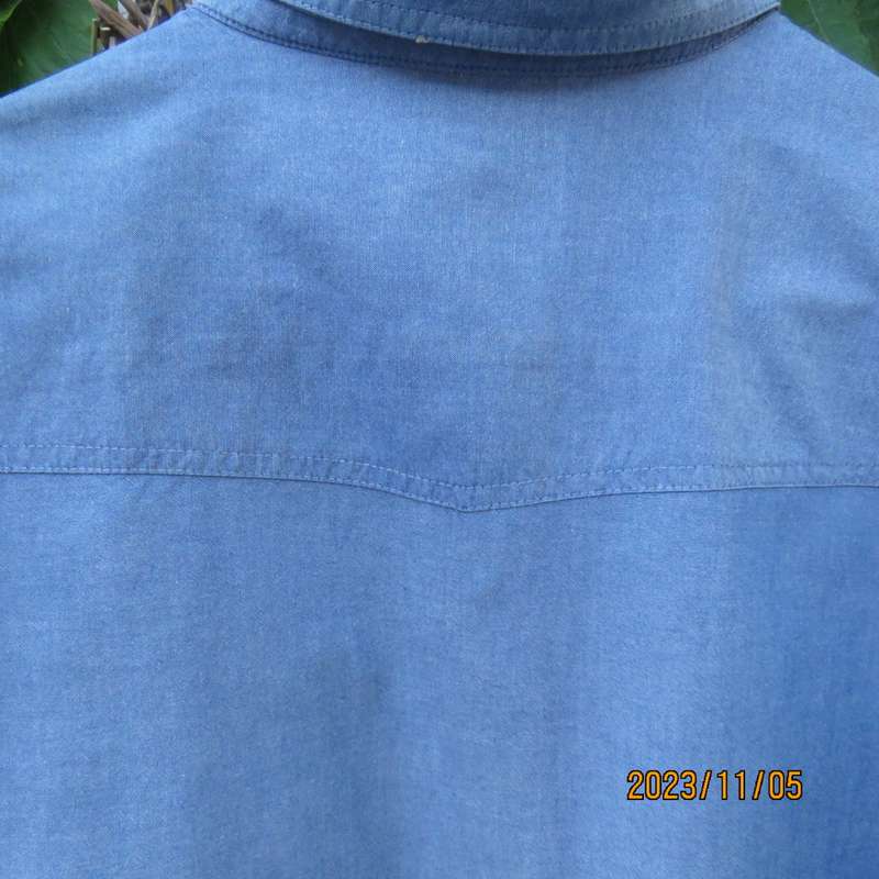 Handsome modern Men`s light denim long sleeve 100% cotton shirt by WOOLWORTHS. Size XXL. As new.
