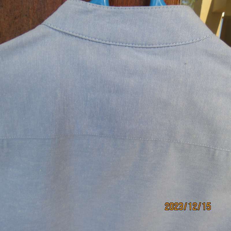 Brand new men`s sky blue long sleeve/high collar polycotton shirt size XS by NETWORK. Chest 84 -89cm