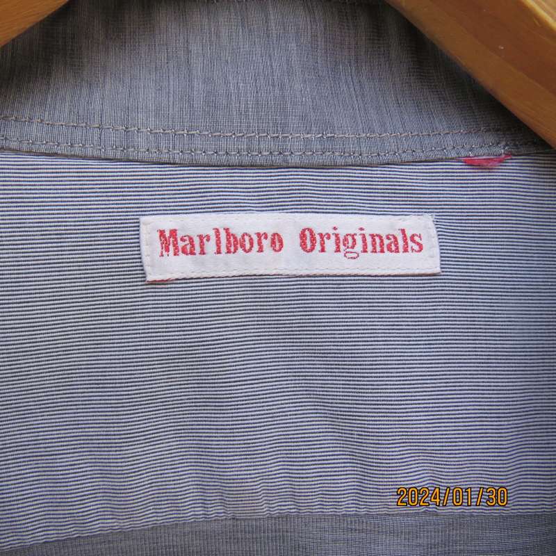 Men`s MARLBORO ORIGINAL grey long sleeve cotton shirt size XXXL. Double collar. Still as new