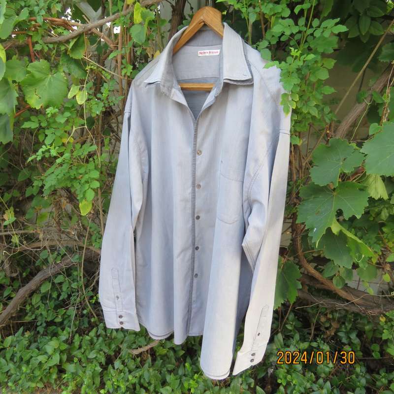Men`s MARLBORO ORIGINAL grey long sleeve cotton shirt size XXXL. Double collar. Still as new
