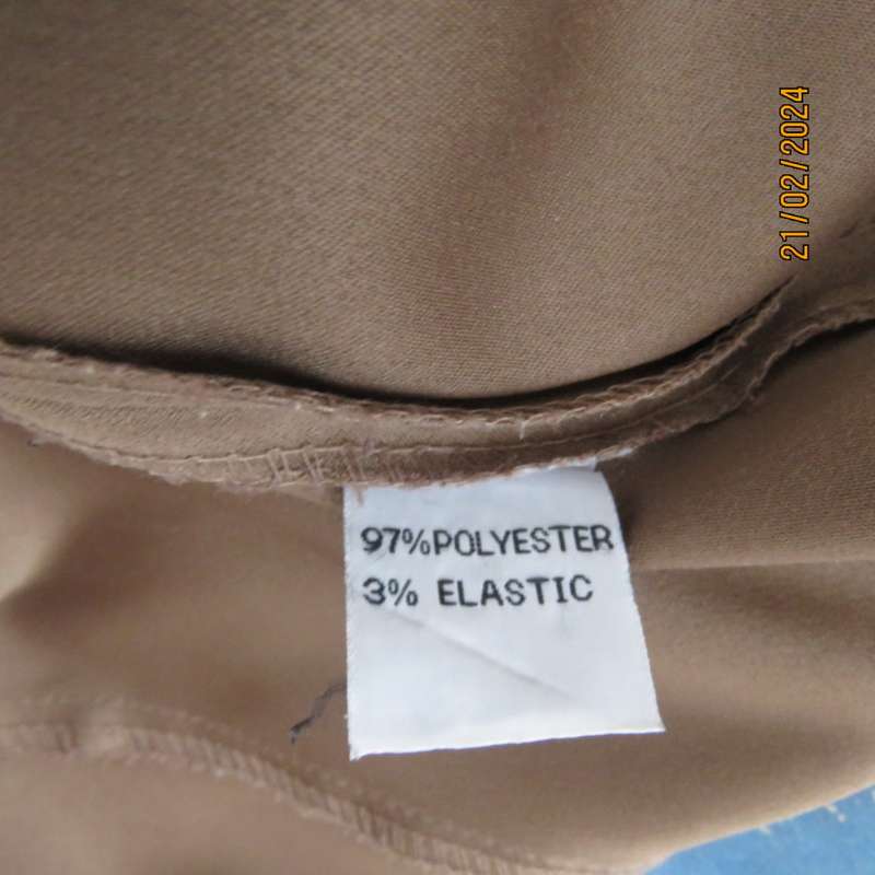 Fabulous light brown suede look 100% stretch polyester ankle length trumpet skirt.Size 36 SENSATIONS