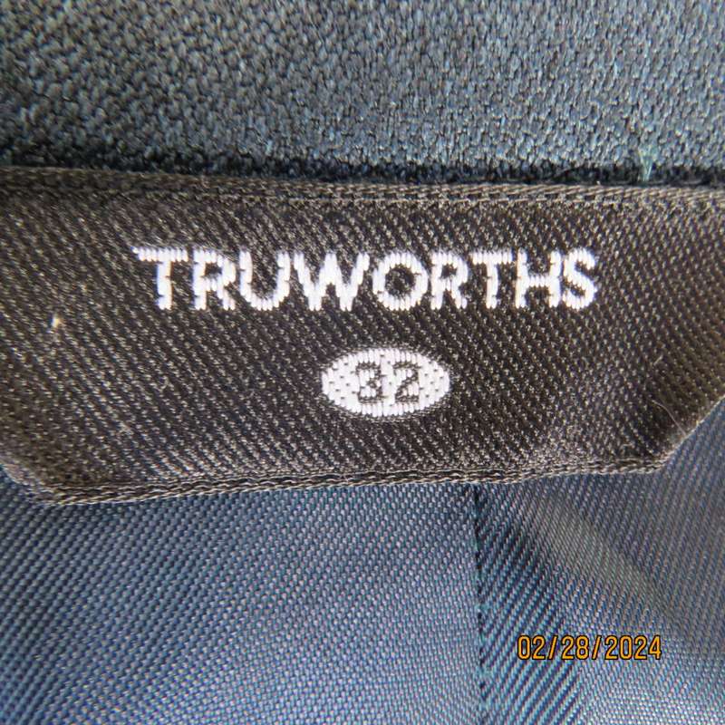 Perfect tailored dark teal long sleeve double breast jacket. By TRUWORTHS size 32/8 Fit my 34 doll!