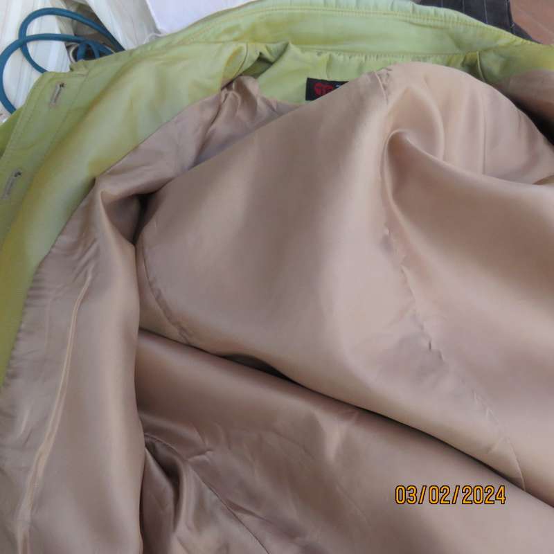 Amazing long sleeve pear colour with shine fully lined jacket. By TWINS.Size 38. 6 button closure.