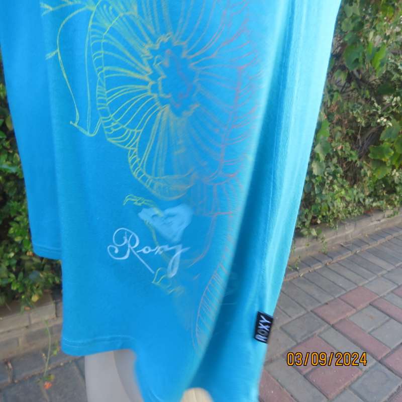 Cool ROXY turquoise strappy dress in viscose stretch fabric. Under bust drawstrings. Size 36. As new