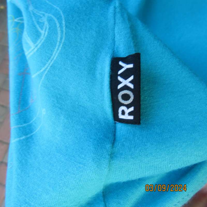 Cool ROXY turquoise strappy dress in viscose stretch fabric. Under bust drawstrings. Size 36. As new