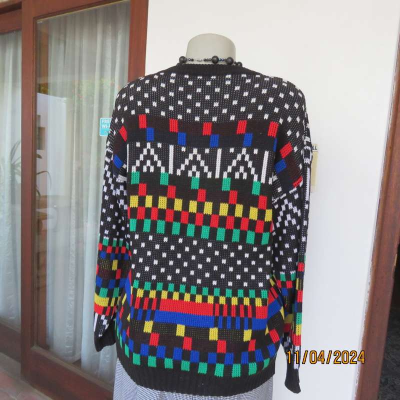 High quality black fair isle long sleeve jersey.Various bright colours. By CLICHE size 38 to 40.