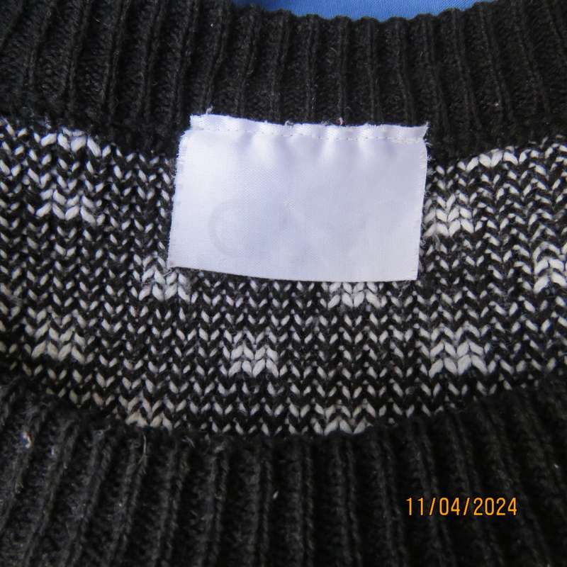 High quality black fair isle long sleeve jersey.Various bright colours. By CLICHE size 38 to 40.