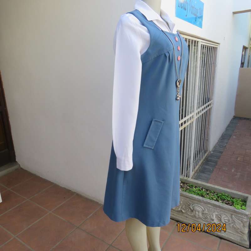 Winter winner! Cobalt blue warm pinafore with long zip at back. By YUM YUM  London. Size 32/8