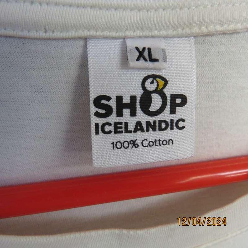 White short sleeve T Shirt 10 100% cotton from ICELAND. Size XL. Scandinavia logo. As new.