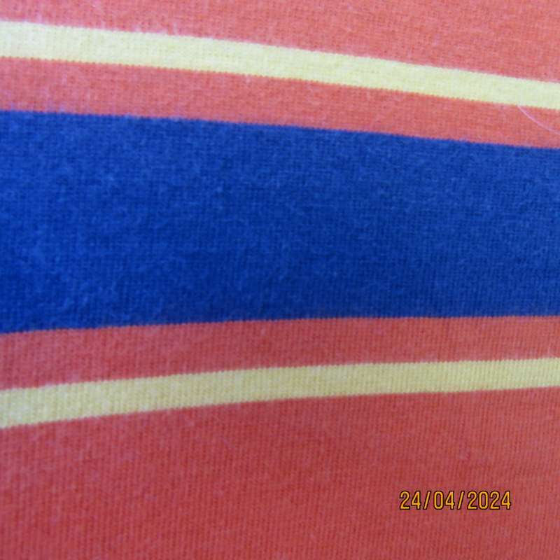 Men`s long sleeve burnt orange T Shirt size 3XL. Navy/yellow horizontal stripes.HARLEM NYC.