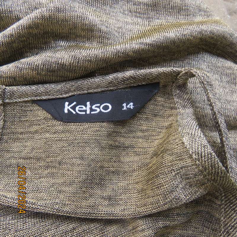 Glamour strappy top in mottled gold/black stretch soft polyester.With chain/pendant.Size 38 by KELSO