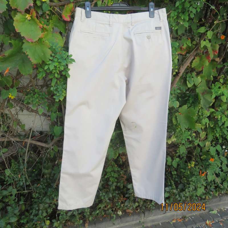 WOOLWORTHS pure cotton light beige Chino pants size 34. Inner leg 77cm. Pockets sides/back.As new