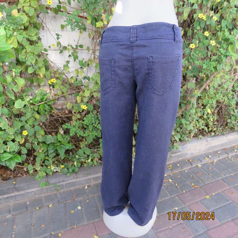 Must have straight legged wash-out linen/ramie navy pants size 36. Pockets b/f. Inner leg 82cm.