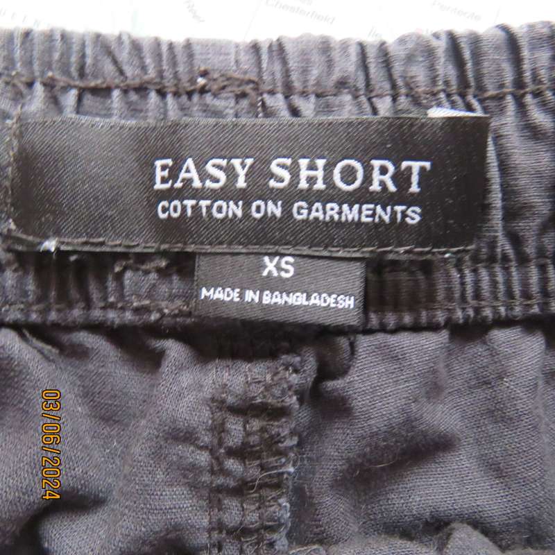 COTTON ON men`s black cotton short with wash-out look. Drawstring/elastic waist. Size Small - 30.
