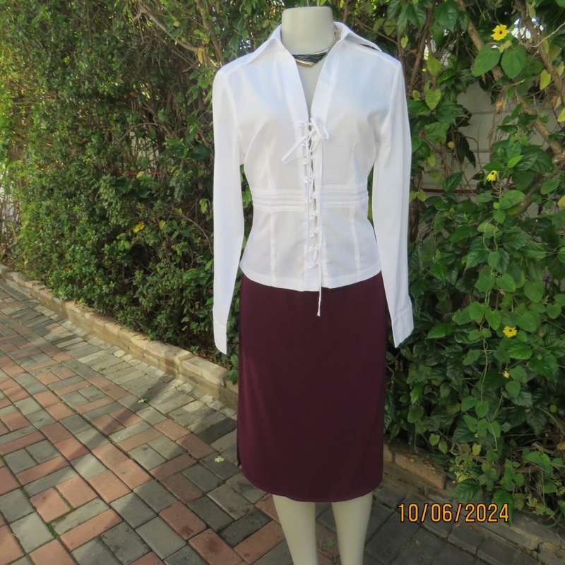 Charming white fine cotton long sleeve top by URB from USA size 35. Braiding closure.Cropped. As new
