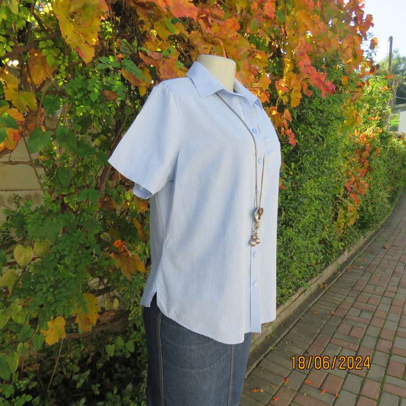checked short sleeve top in blue/white