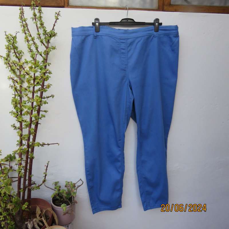 Cobalt blue DONNA CLAIRE size 50 polycotton stretch pants. Flat front/elasticated waist back.
