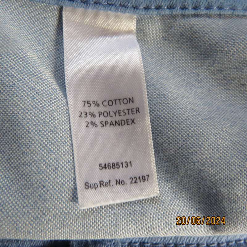 Cobalt blue DONNA CLAIRE size 50 polycotton stretch pants. Flat front/elasticated waist back.