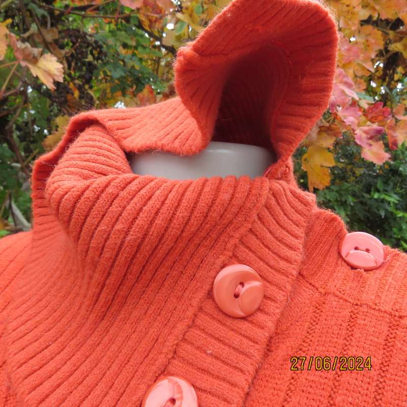 Burnt orange long sleeve poloneck sweater, size 34. Rayon/acrylic knit.