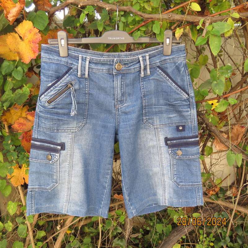 Men`s blue denim jean shorts by OUTBACK RED size 35. Pockets galore. As new condition.
