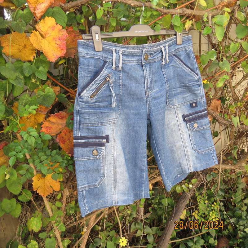 Men`s blue denim jean shorts by OUTBACK RED size 35. Pockets galore. As new condition.