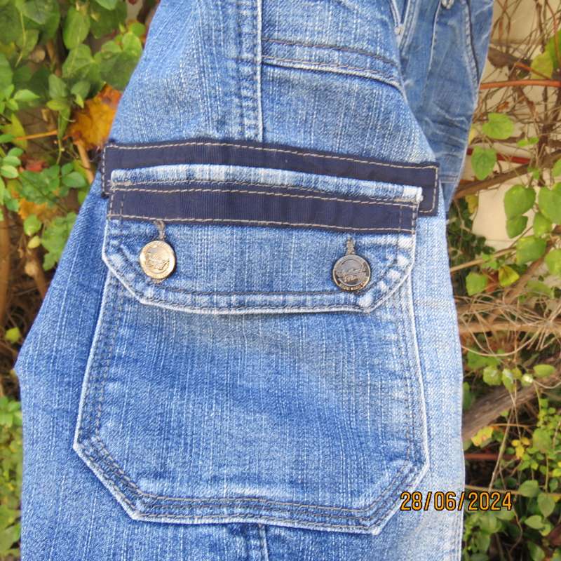 Men`s blue denim jean shorts by OUTBACK RED size 35. Pockets galore. As new condition.