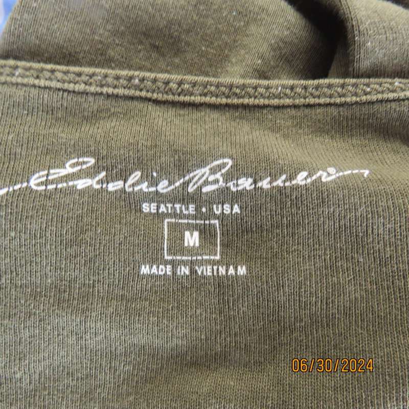 EDDIE BAUER hunters green strappy top size 38 in stretch cotton. Decorated bib. From U.S. Very good.