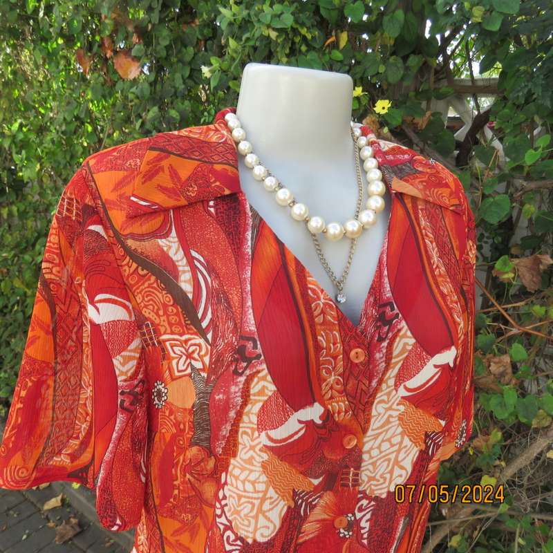Make a statement in this autumn colour creased polyester CONTEMPO button down top size 36.
