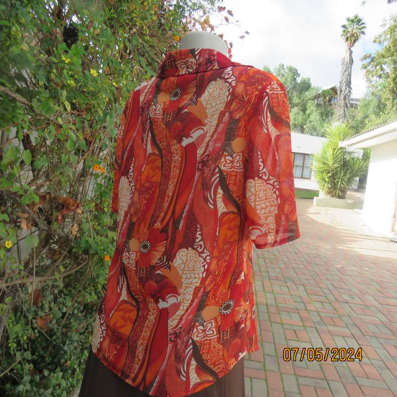 Make a statement in this autumn colour creased polyester CONTEMPO button down top size 36.