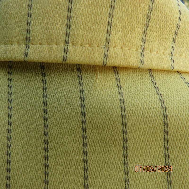 Elegant light yellow jacket with thin black stripes by ML Classics size 34/10. 4 button close.As new