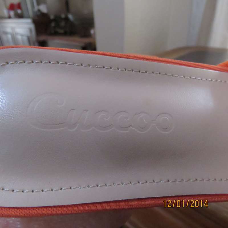 Stunning high quality papaya colour heel sandals by CUCCOO size 7. Brand new. Never worn.Wrong size.