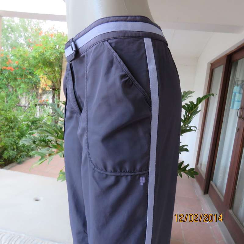 FUSION high quality grey polyester fitness pants. Blue bands at leg sides and front. Size 36.As new.