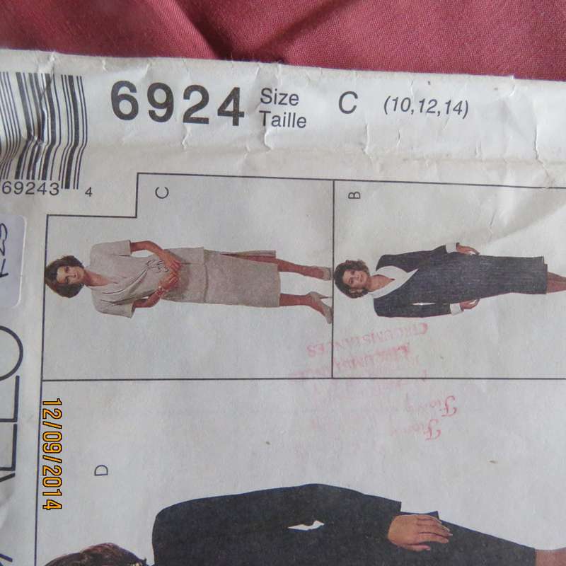 Sewing pattern for coatdress and 2pc suit by McCALLS 6924 size 34 to 38. Very good condition.
