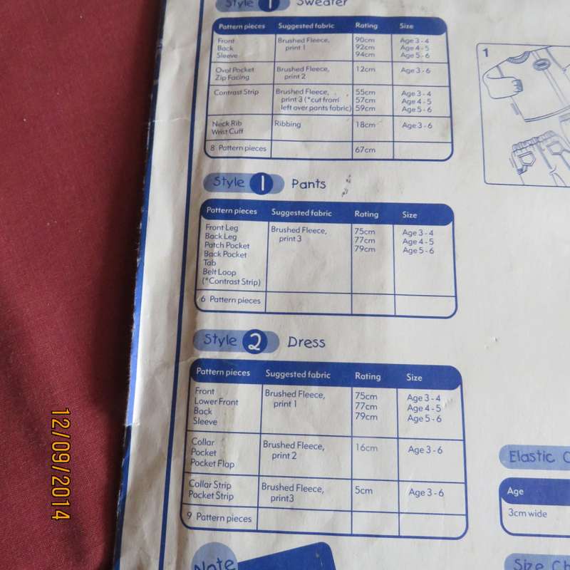 Sewing pattern for kiddies sportsgear size 3/4, 4/5, 5/6. By FUN Patterns. CT052, New condition.