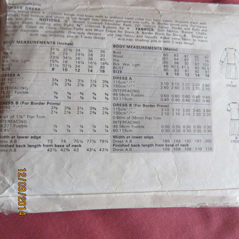 Sewing pattern by BUTTERICK 4831 for vintage dress size 36/12. In very good condition.