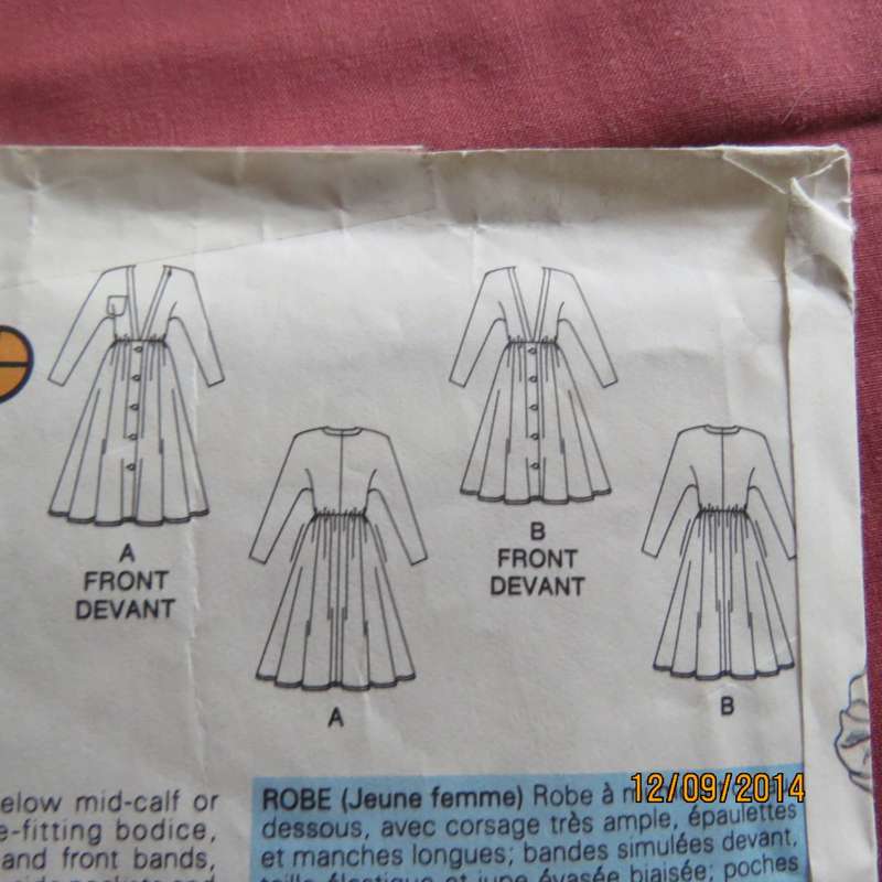 Sewing pattern by BUTTERICK 5762 for button down dress size 32 to 36. New condition