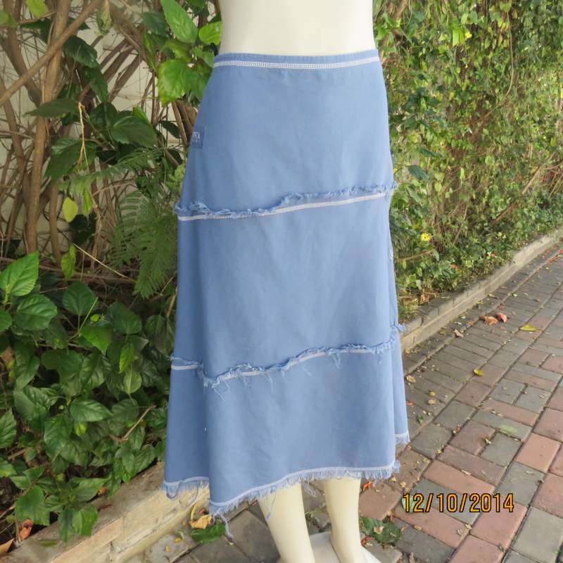 It is all about the brand!! Denim blue A-Line 100% ramie skirt size 36. By NAUTICA  USA. Side zip.