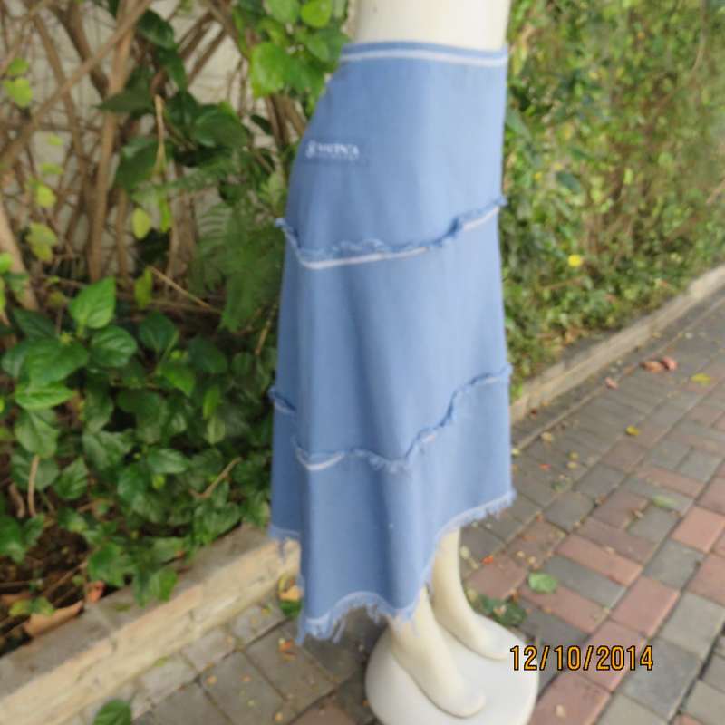 It is all about the brand!! Denim blue A-Line 100% ramie skirt size 36. By NAUTICA  USA. Side zip.