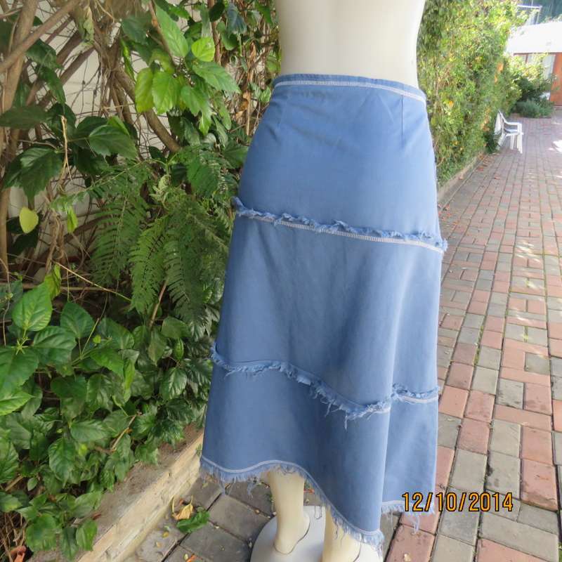 It is all about the brand!! Denim blue A-Line 100% ramie skirt size 36. By NAUTICA  USA. Side zip.