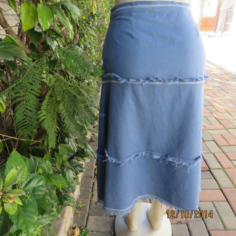 It is all about the brand!! Denim blue A-Line 100% ramie skirt size 36. By NAUTICA  USA. Side zip.
