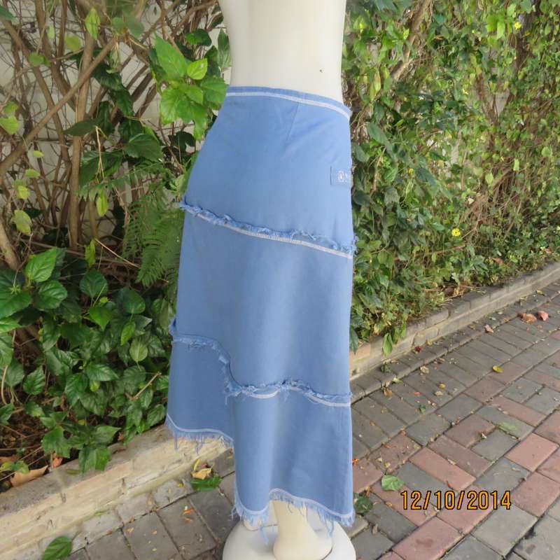 It is all about the brand!! Denim blue A-Line 100% ramie skirt size 36. By NAUTICA  USA. Side zip.