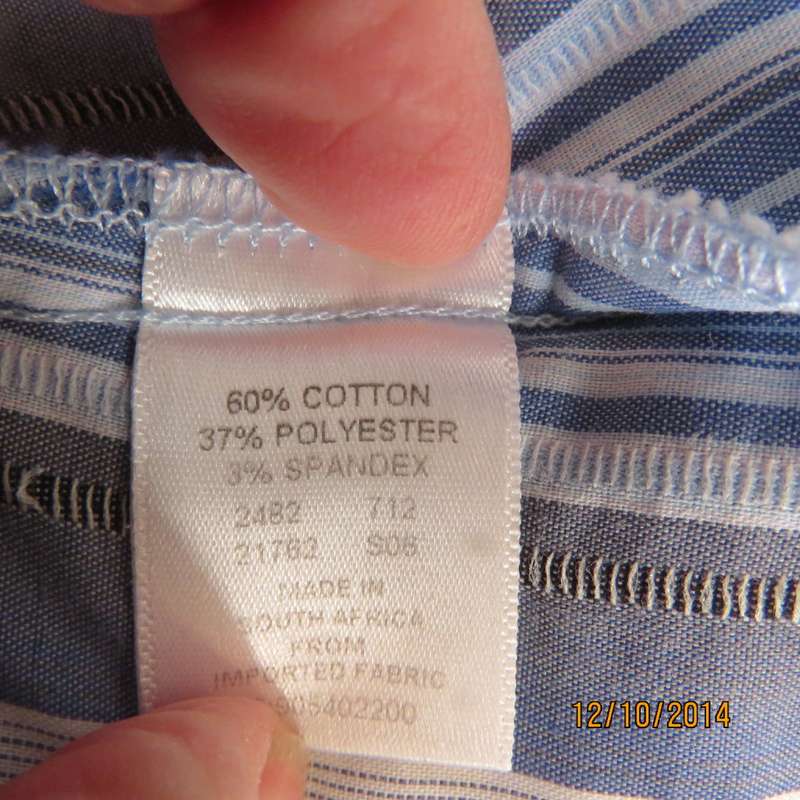 Beautiful fold over top with V and collar by TRUWORTHS size 36. Blue/white/navy stripes. As new