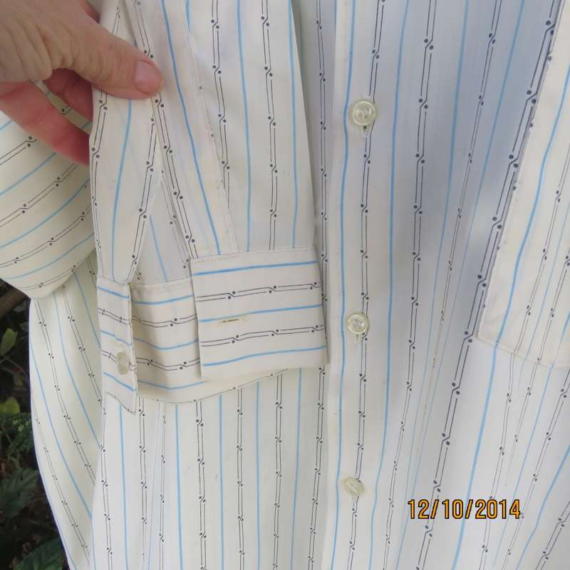 Good quality Men's CAMBRIDGE long sleeve cream striped shirt. One pocket. Used but good cond.