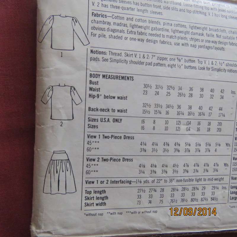 Sewing pattern by SIMPLOCITY 9357 for yoked skirt and jacket sizes 38 to 44.  Very good condition
