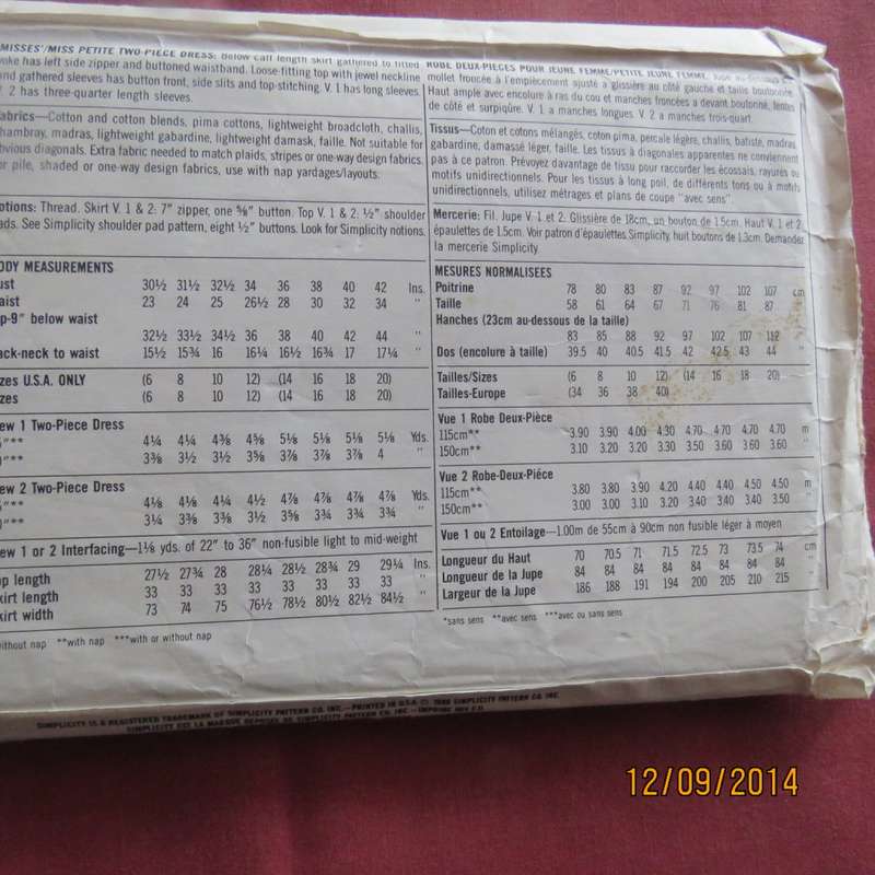 Sewing pattern by SIMPLOCITY 9357 for yoked skirt and jacket sizes 38 to 44.  Very good condition
