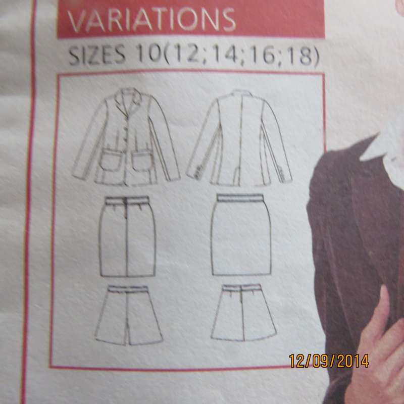 Sewing pattern by VALUE Classics sizes 10 to 18 for blazer and 2 version skirts. As new.