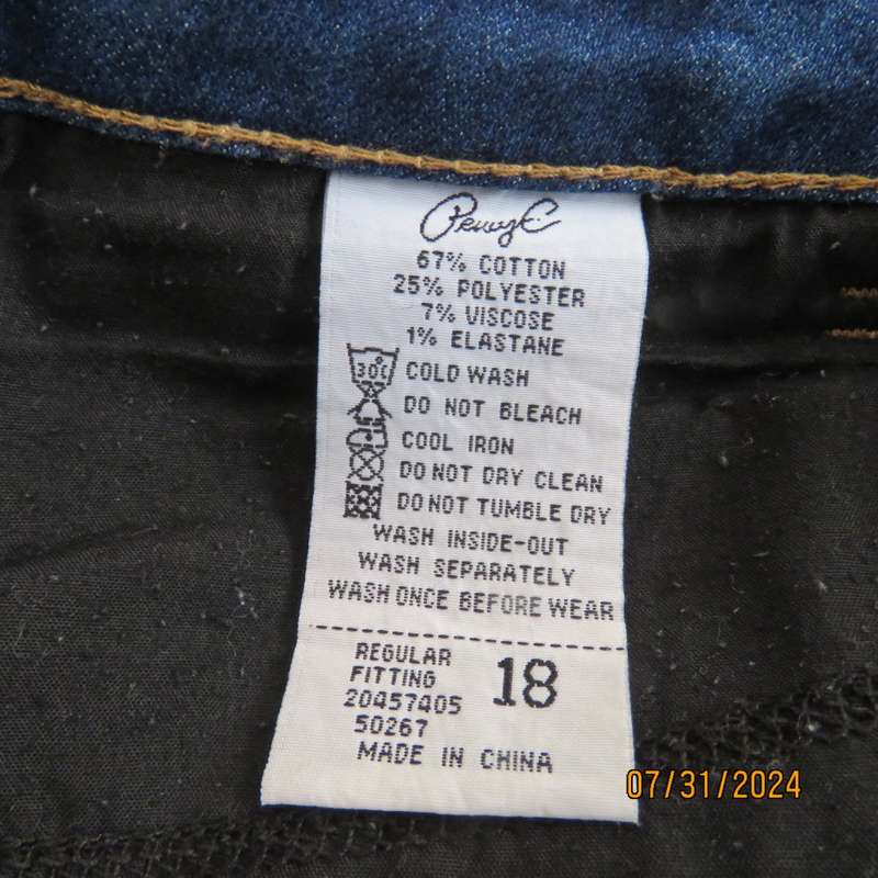 PENNY C size 42 blue denim jeans. Pockets back/front.Bootcut. Some discolouring.Used but in good con